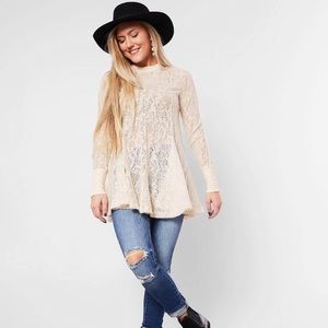 NWT Free People Coffee in the Morning Lace Tunic, Sz Small